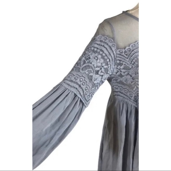 Altar'd State Sz S Blue Scalloped Lace Fit and Flare Mini Swing Dress Lined - Picture 3 of 11